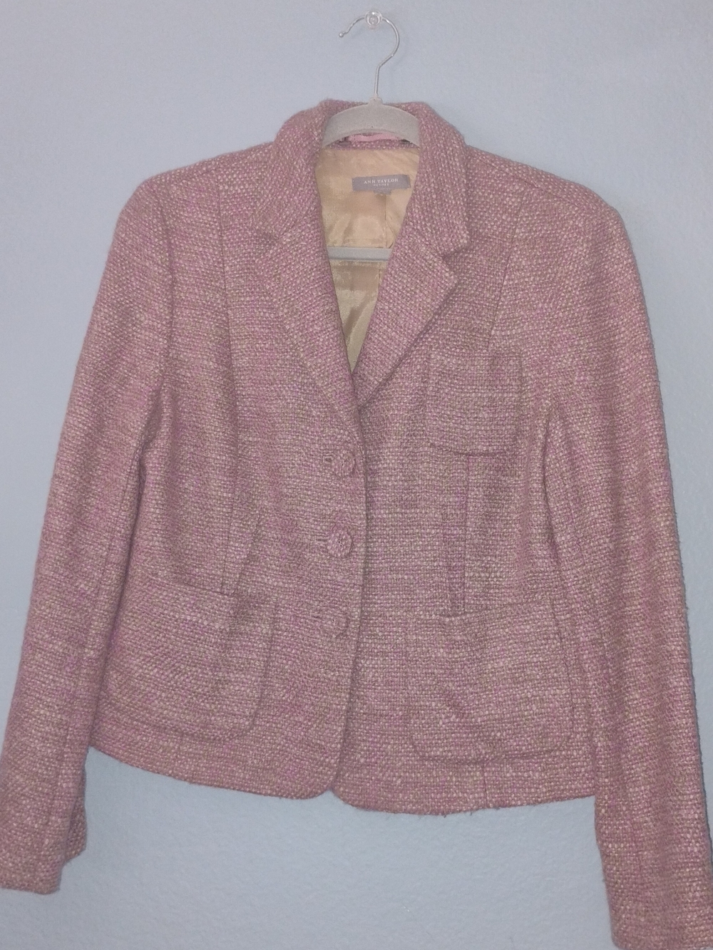 Ann Taylor Pink Tweed Blazer Jacket